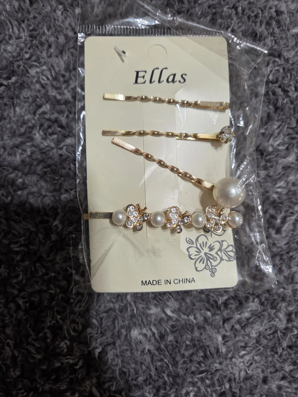 Ella Pearl and Crystal Hair Pin Set - Gold and Silver